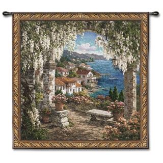 Tuscan Grotto Woven 53" Square Wall Tapestry   #J8626