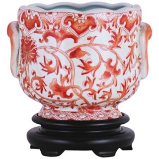 Coral Floral Porcelain Cachepot   #V2656