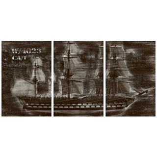 Vintage Ship Triptych Set of 3 Canvas Wall Art   #Y1563