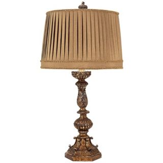 Antique Gold with Coco Pleated Shade Table Lamp   #T1787