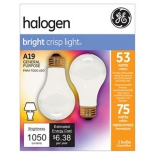 GE 53 Watt 2 Pack Soft White Halogen Light Bulbs   #W7536