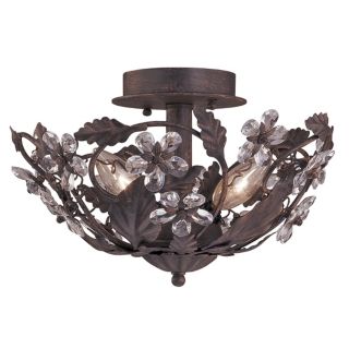 Crystal Flowers 12" Wide Bronze Ceiling Light Fixture   #36021