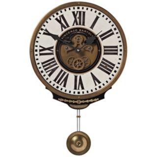 Bartolini Cream Pendulum 11" Wide Round Wall Clock   #R8120