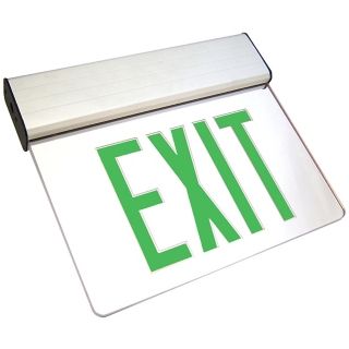 Clear Green LED Exit Sign with Battery Backup   #49213