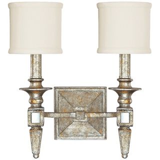 Palazzo 13" Wide Silver and Gold Leaf Wall Sconce   #X0249