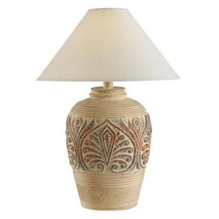 Tan Red and Green Leaf Design Table Lamp   #H1301
