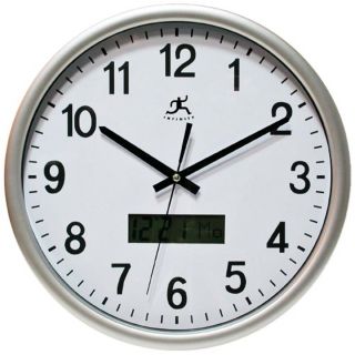 Datekeeper Silver  13 1/2" Wide Round Wall Clock   #R6847