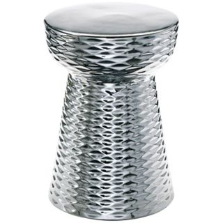 Chrome Finish 17 3/4" High Ceramic Cone Ottoman   #R1412