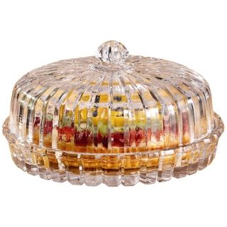 Alexandria Collection Crystal Pie Plate with Dome   #Y6347