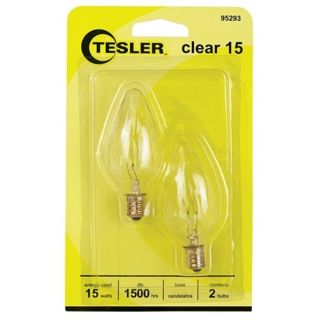 Tesler 15 Watt 2 Pack Candelabra Clear Light Bulbs   #95293