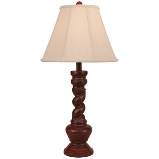 Distressed Red Twisted Base Table Lamp   #P3984