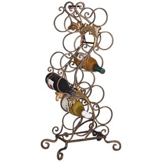 Florence Brassed Iron Swirl 12 Bottle Metal Wine Rack   #H8002