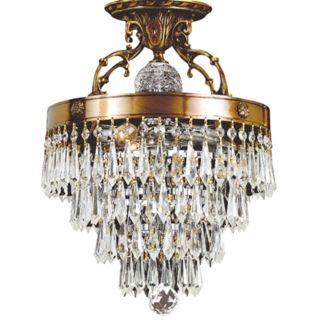 Traditional Crystal and Brass 12" Wide Ceiling Light Fixture   #78683