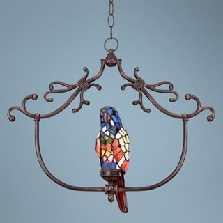Parrot Bronze 22" Wide Tiffany Style Glass Pendant Light   #V7225