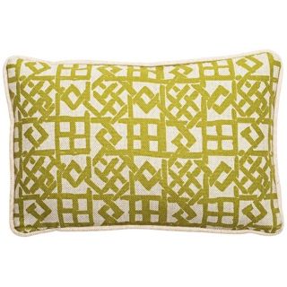 Modern Lattice Green and Natural 17" Wide Lumbar Pillow   #T6205