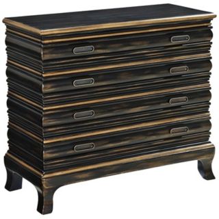. Gold tone accents. 4 drawers. 36 1/2 wide. 15 deep. 31 1/2 high