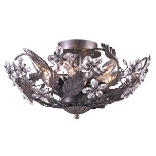 Cut Crystal Flower 16" Wide Bronze Ceiling Light Fixture   #92677