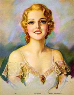 Jules Erbit 1940s Enticing Pin Up Print Blonde Good Girl Smiling