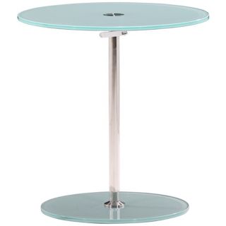 Zuo Radical Adjustable Chrome and Frosted Glass Side Table   #V9147