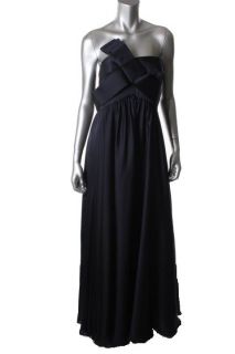 JS Collections New Navy Satin Strapless Formal Dress 14 BHFO