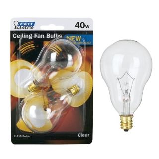 40 Watt Candelabra Base 2 Pack A15 Clear Ceiling Fan Bulb   #92037
