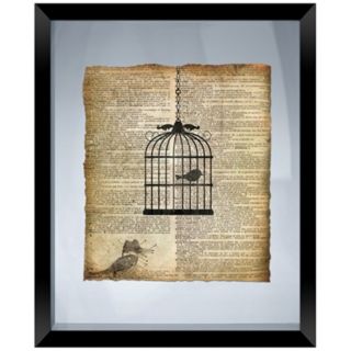 Vintage Birdcage 22" High Floating Picture Frame Wall Art   #X0919