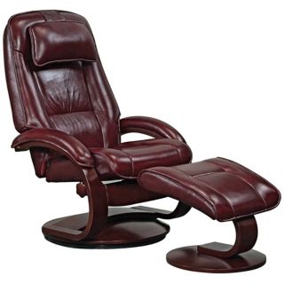 Mac Motion Engal Oxblood Leather Recliner and Ottoman   #P0689