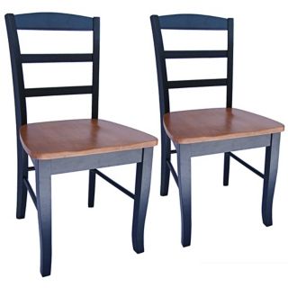 Set of 2 Madrid Black and Cherry Ladderback Dining Chairs   #U4250