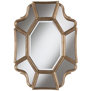 Scalloped 35" High Champagne Wall Mirror   #W4072