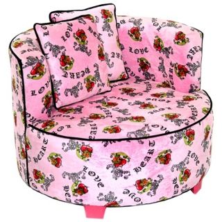 Tween Minky Pink Heart Tattoo Redondo Chair   #X1645