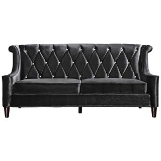 Barrister Crystal Black Velvet Sofa   #X5922