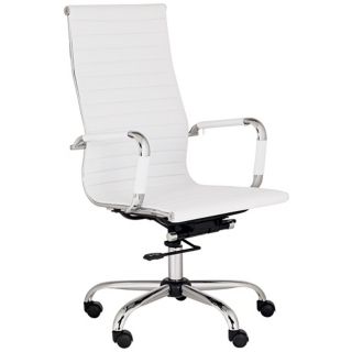 Serge White Leather High Back Swivel Office Chair   #M5401