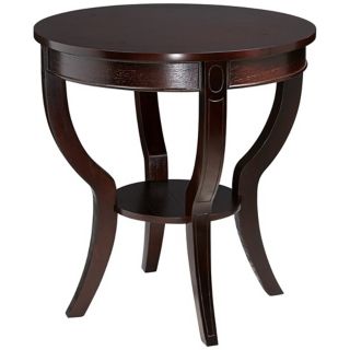 Round Espresso Round Wood End Table   #T0430