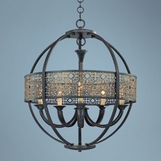 Aresenal 28" Wide Obsidian and Bronze Chandelier   #U4117