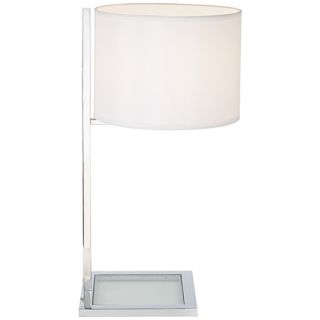 Glass Inset Base Chrome Table Lamp   #M2358