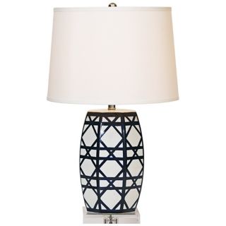 Gazebo Navy Lattice Porcelain Table Lamp   #X0492