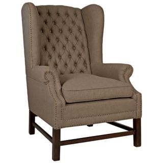 Haven Oak Fabric Button Tufted Club Chair   #U8012