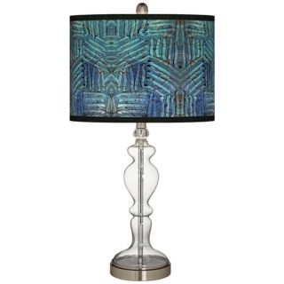 Aqua Fractals Giclee Apothecary Clear Glass Table Lamp   #W9862 Y7298