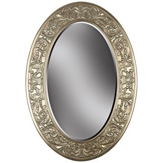 Champagne Silver Oval 40" High Wall Mirror   #T5039