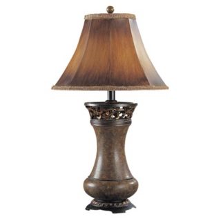Brown Leather Panel Shade Table Lamp   #H1284