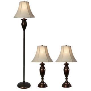 Set of 3 Dunbrook Bronze Finish Floor and Table Lamps   #N1728
