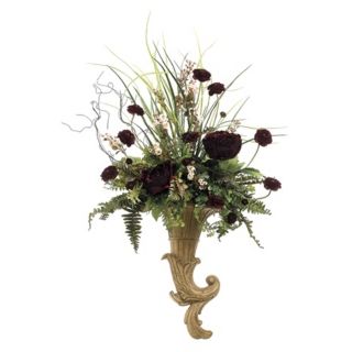 Peony Ranunculus & Fern Faux Flower Sconce   #G7587