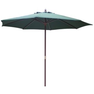 9' High Hunter Green Market Umbrella with Wooden Pole   #T4720