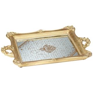Resin construction. Antique gold finish. Mirrored with crown and
