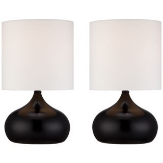 Set of 2 Steel Droplet Black Accent Lamps   #X6636