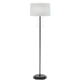 Bronze Double Pull White Knifepleated Shade Floor Lamp   #13467