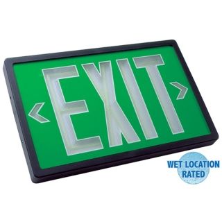 Self Luminous Black and Green 2 Face Exit Sign   #52762