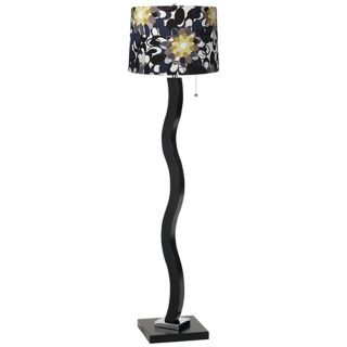 Black and Olive Wave Stick Floor Lamp   #T4660 T7093