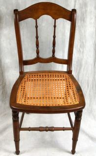 L354P Antique Late Victorian Side Chair Circa 1910 Cane Seat Turned