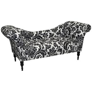 Fiorenza Black and White Upholstered Chaise Lounge Chair   #W3874